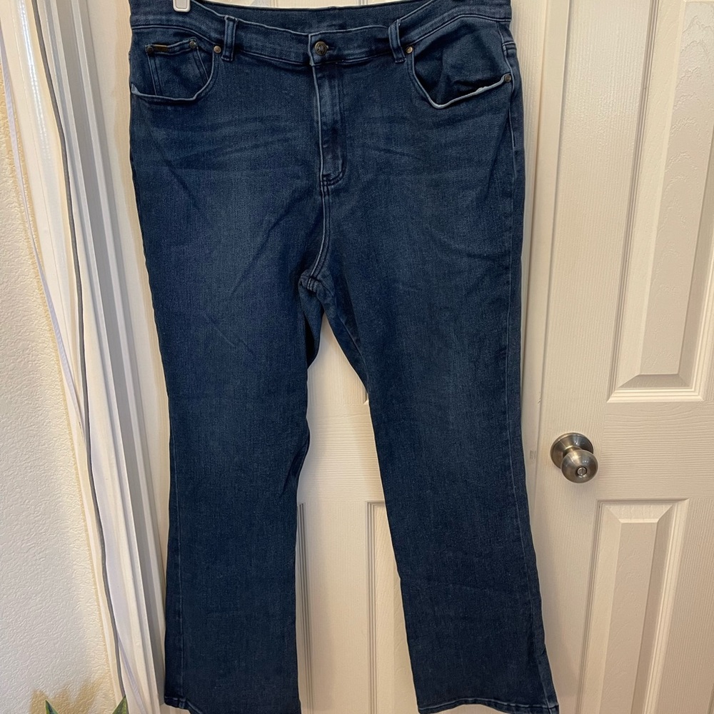 18W Tall dark rinse blue bootcut jeans